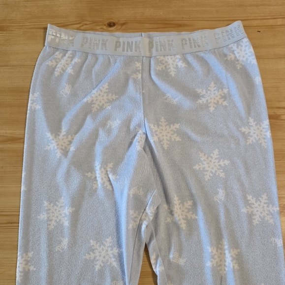 PINK Victoria's Secret Pajama Bottoms - Light Blue Snowflake - Picture 6 of 12
